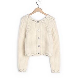 BA&SH Oswald ecru cream wool jeweled rhinestone embellished cardigan NO OFFERS